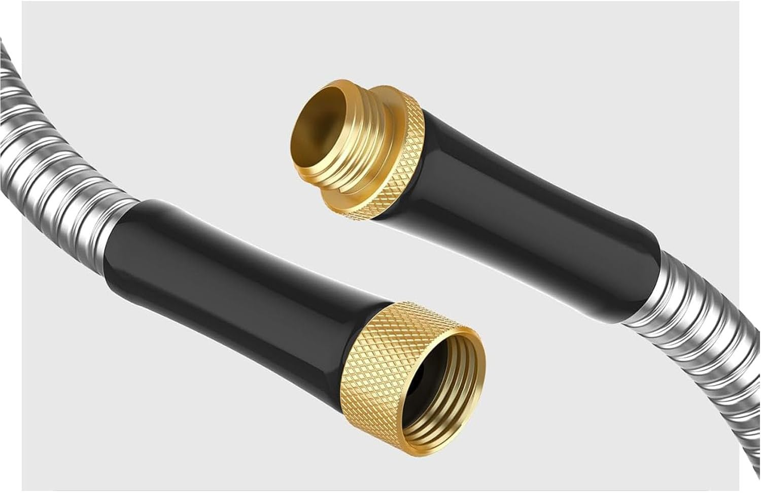 7.5M Stainless Steel Garden Hose Flexible Anti-Kink Metal Water Hose with Brass Fittings,Lightweight Weatherproof Outdoor Pipe for Car Wash,Lightweight Durable Crush Resistant Fitting image number 3