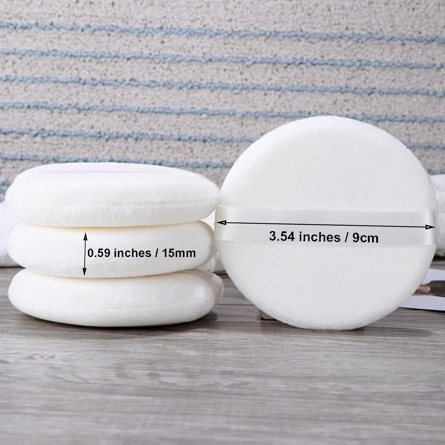 Body Powder Puff and Container, Glass Box for Dust Puff, Powder Applicator with Case for Dusting Powder (Retro) - Light Pink image number 6