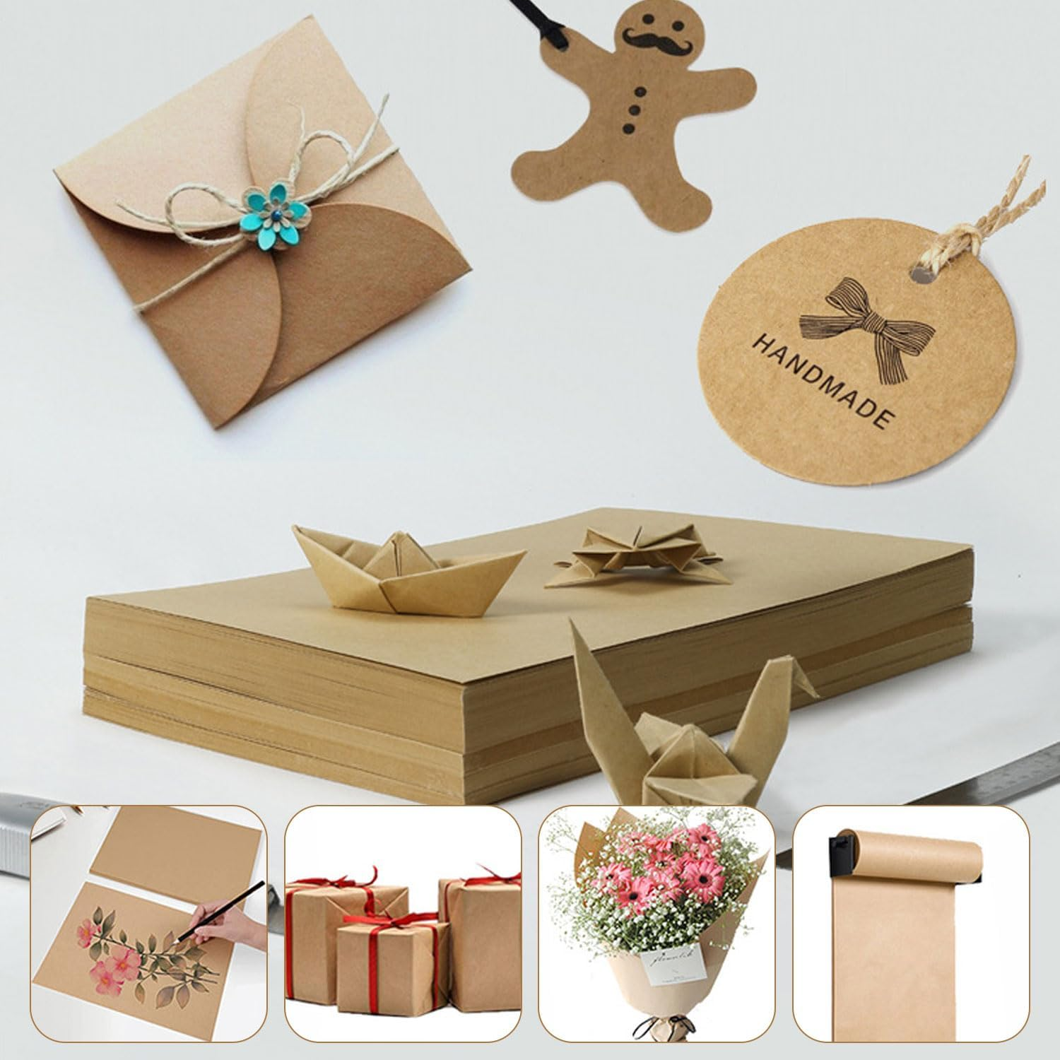 Brown Kraft Arts, Crafts Paper Roll, 17.3" X 1181.1" / 44Cm X 30M, Kraft Paper Rolls, Gift Wrapping Paper, Perfect for Packing, Wrapping, Craft, Postal, Shipping, Dunnage and Parcel