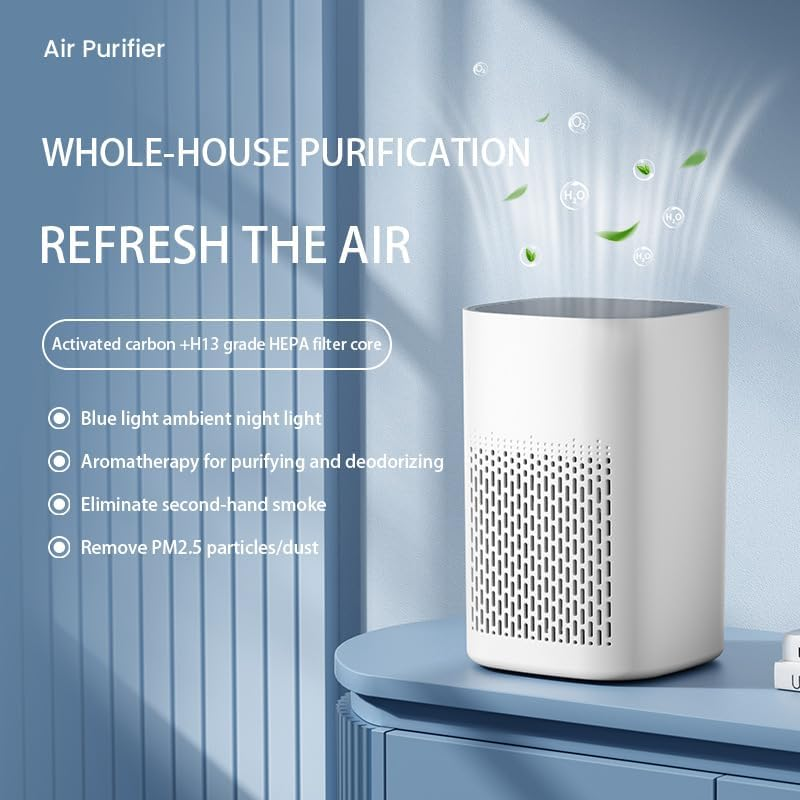 Air Purifiers for Bedroom Air Cleaner - H13 HEPA Filters, Fragrance for Better Sleep, Portable Air Purifier 20Db Quiet (Square Air Purifier) image number 3