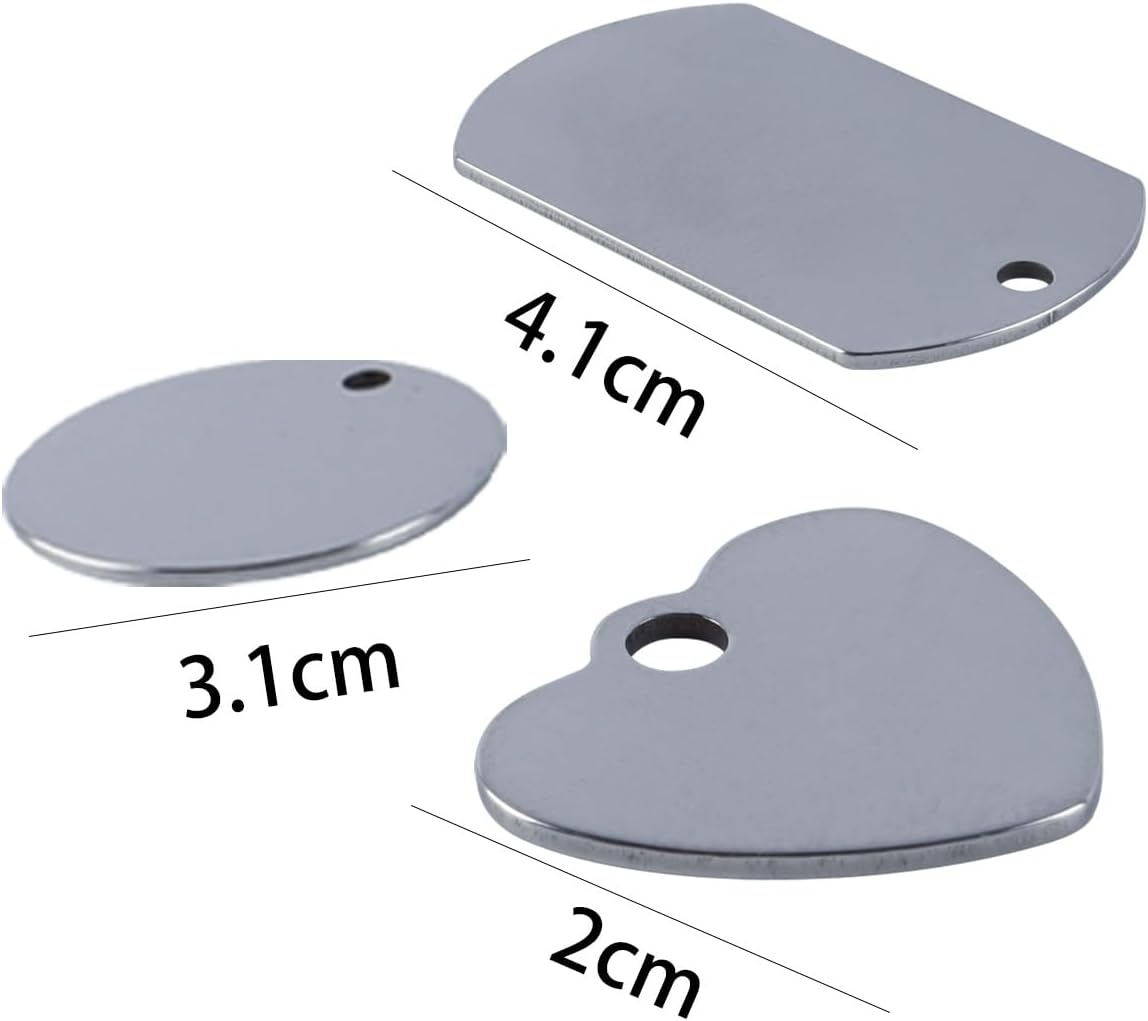 Orivin 24 Pieces Stainless Steel Dog Tag Engraving Blanks Blank Dog Tag Tags Key Rings round DIY Key Ring for Crafts