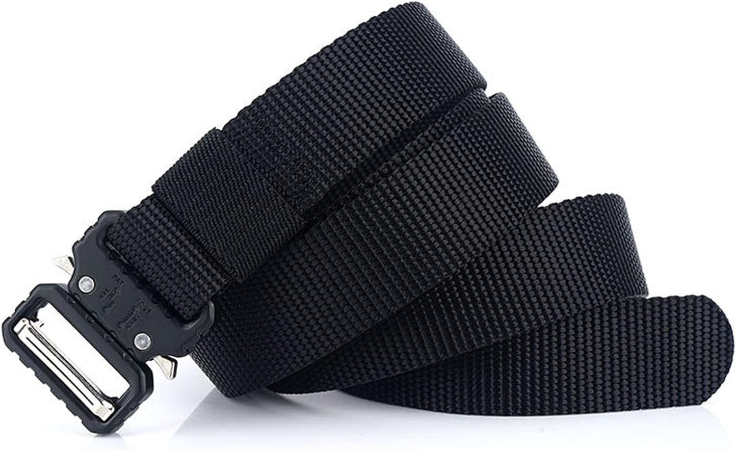 QAZSE 1 Inch Nylon Tactical Belt Quick Release Metal Buckle Heavy Duty Military Sports Skinny Webbing Work Belts for Men - Black-2 image number 2