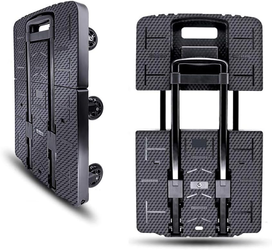 Folding Hand Truck, Wear-Resistant Noiseless 360&deg;Rotate 7 Wheels 245KG/540LBS Capacity Extendable Large Base Adjustable Handle Portable Heavy Duty and Durable Trolley Dolly for Cargo Handling Shopping