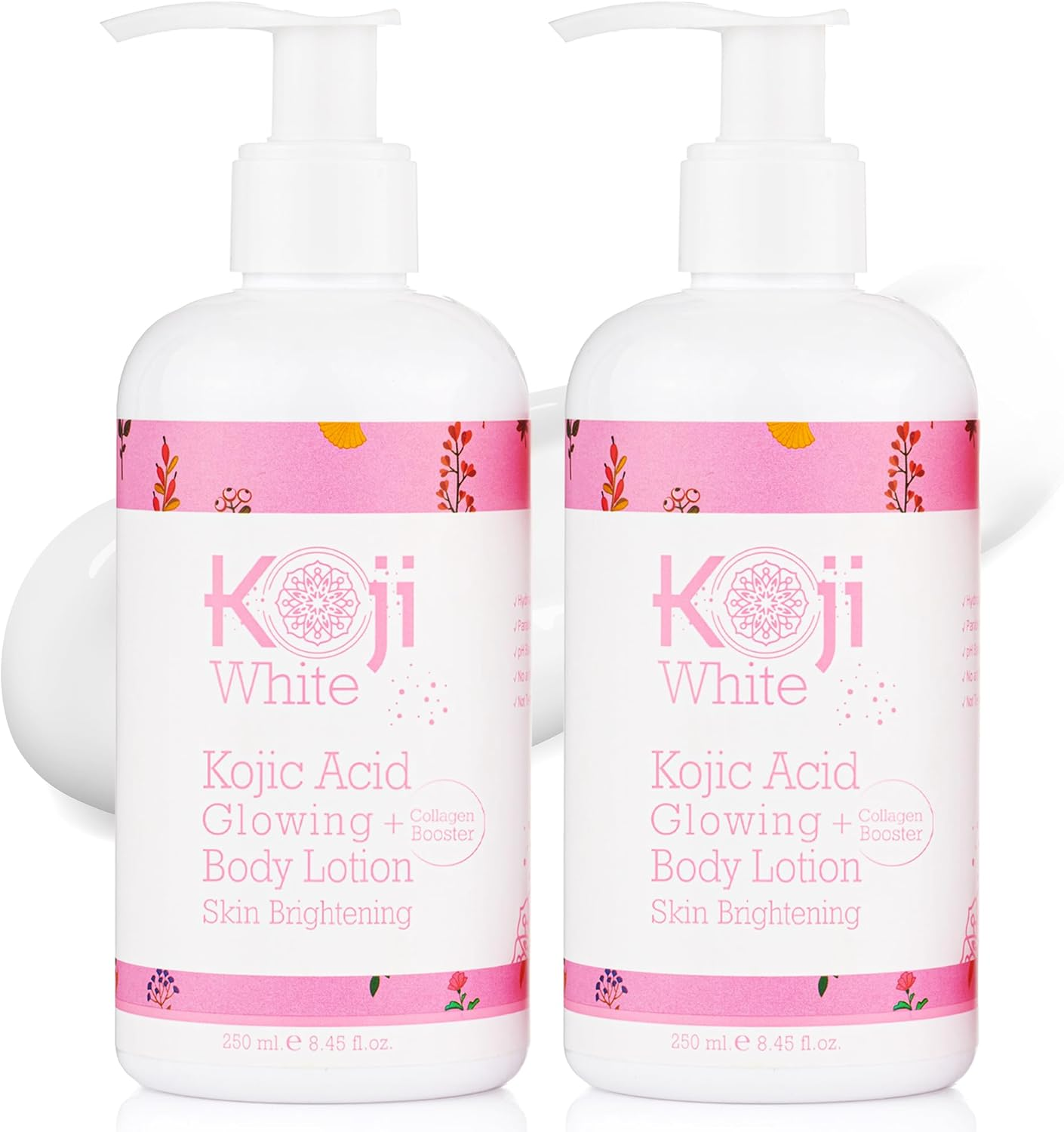Koji White Kojic Acid & Collagen Body Lotion, Women Gifts Set for Skin Brightening, Moisturizer & Radiant Complexion, Uneven Skin Tone - Vegan, Not Tested on Animals, 8.45 Fl Oz (2 Packs) image number 3