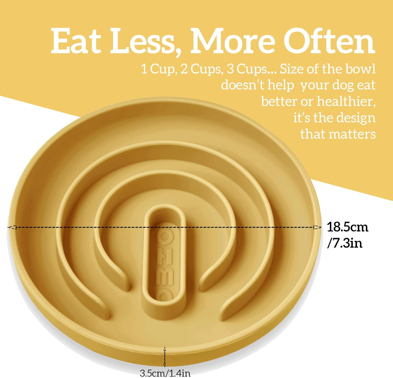 OHMO Anti-Sling Dog Bowl, Anti-Slinging Bowl Dogs for Cats Puppies, Healthy Eating, Stops Bloating, Non-Slip, Environmentally Friendly Silicone (Amber) image number 5