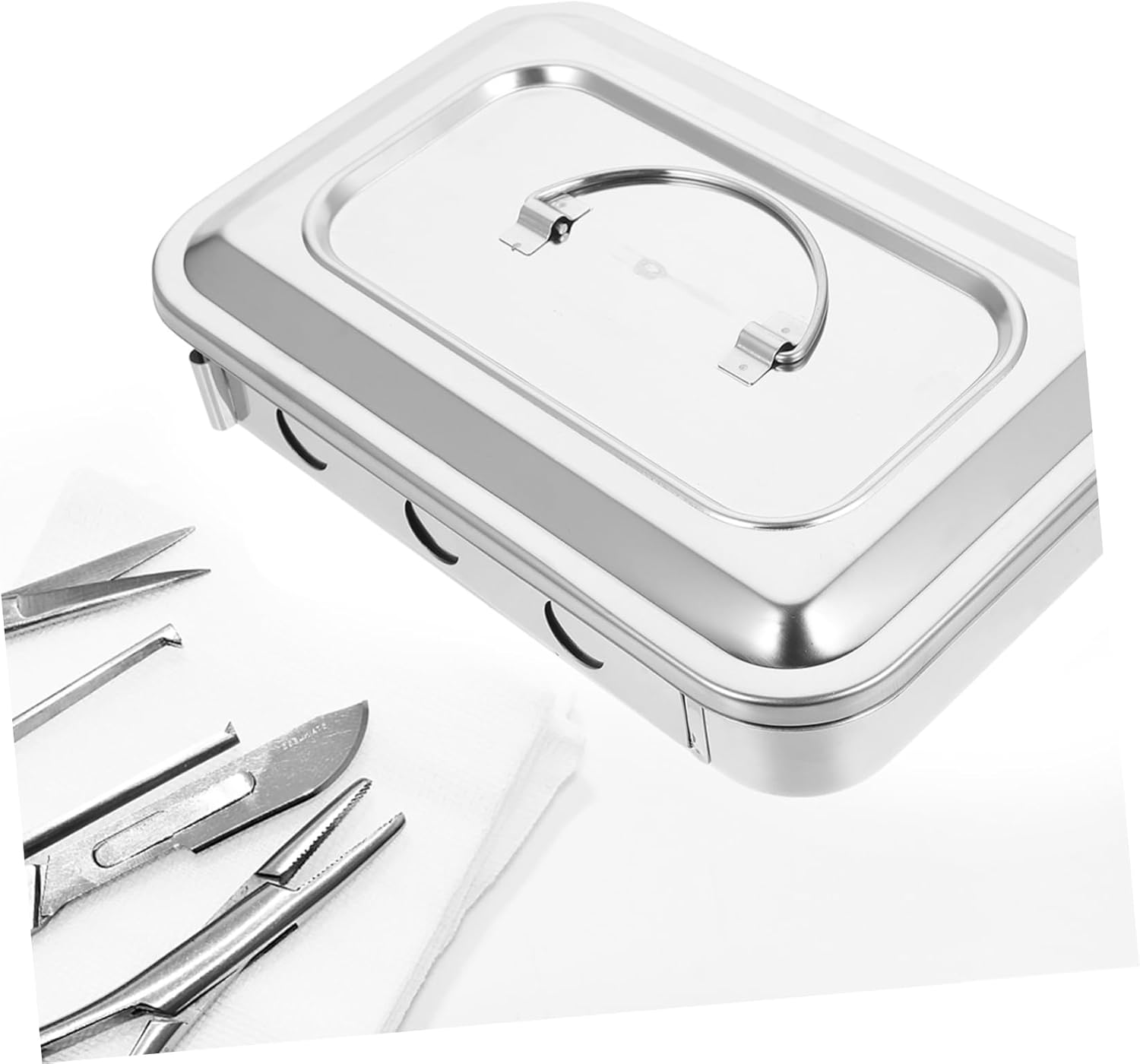 SAFIGLE Bottle Sterilizer Box Square Lid Stainless Steel Thermometer Sterilization Box Silver Tray image number 6