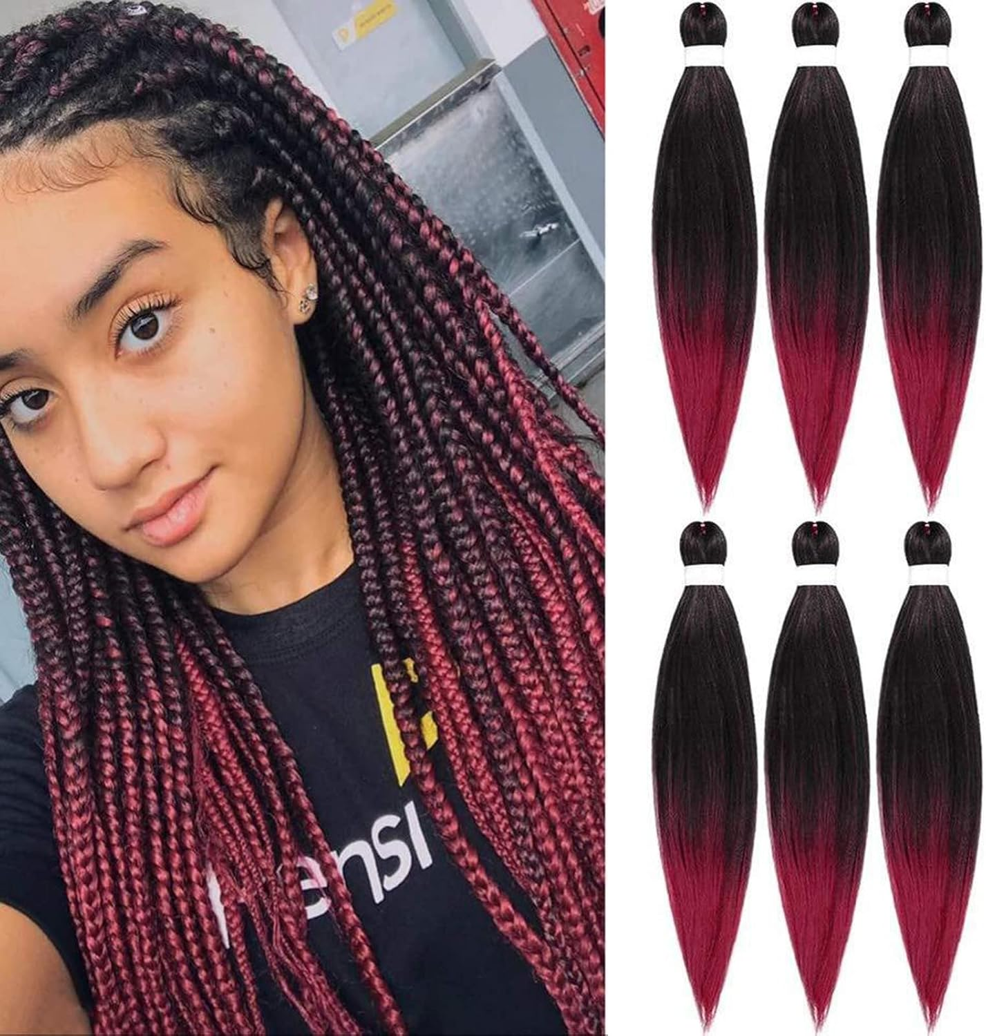 DT CHERYL Pre-Stretched Braiding Hair 26 Inch 6 Packs/Lot Easy Braid Professional Synthetic Fibre Hot Water Setting Professional Soft Yaki Texture Crochet Braids Extension T1B/900 image number 4