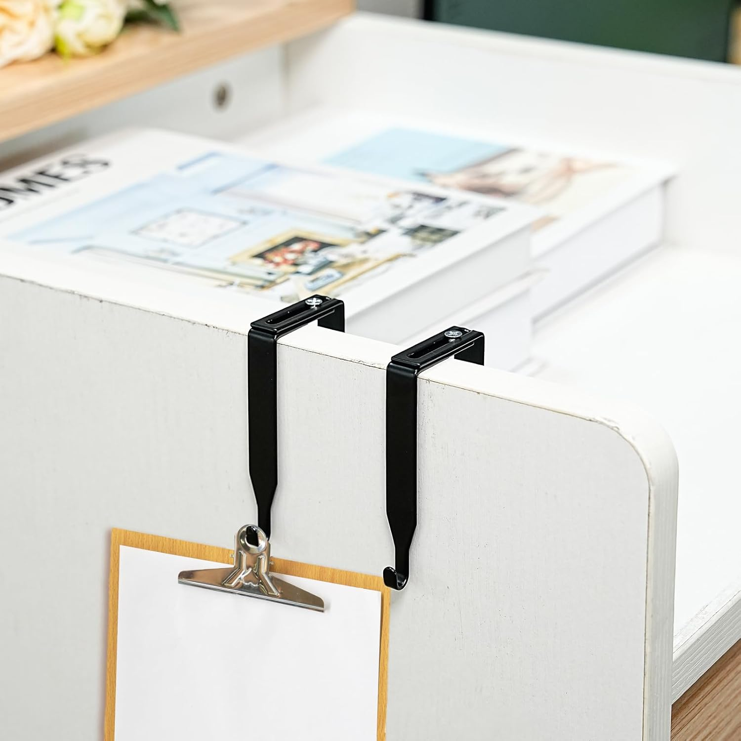 10 Pcs Adjustable Cubicle Wall Hooks Black Metal Cubicle Hangers Cubicle Accessories with Cross Screwdriver Universal Partition Hanger for 1.35 to 3.5 in Inch Thick Wall Panels (Black) image number 5