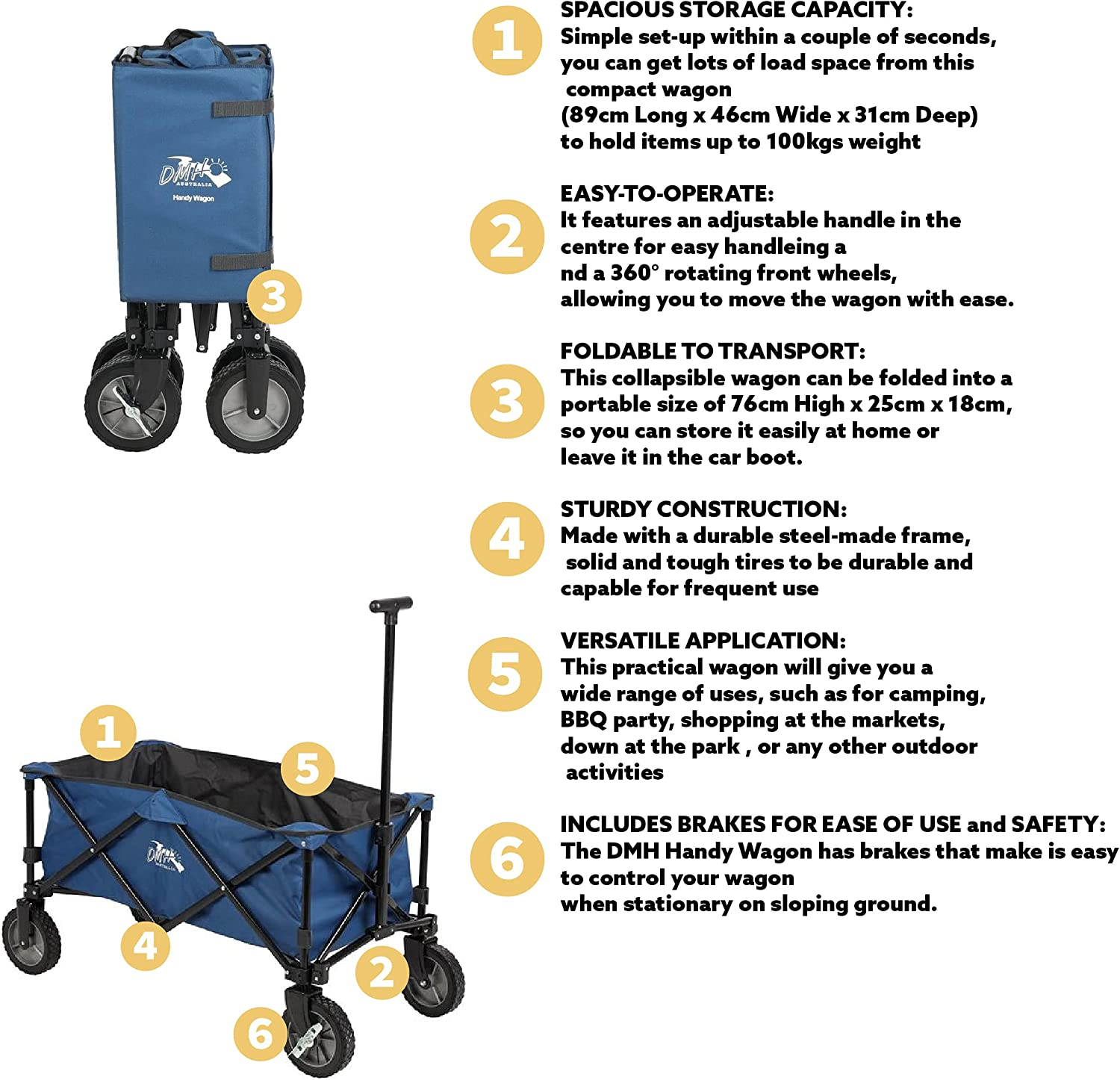 DMH Handy Folding Wagon Trolley Cart