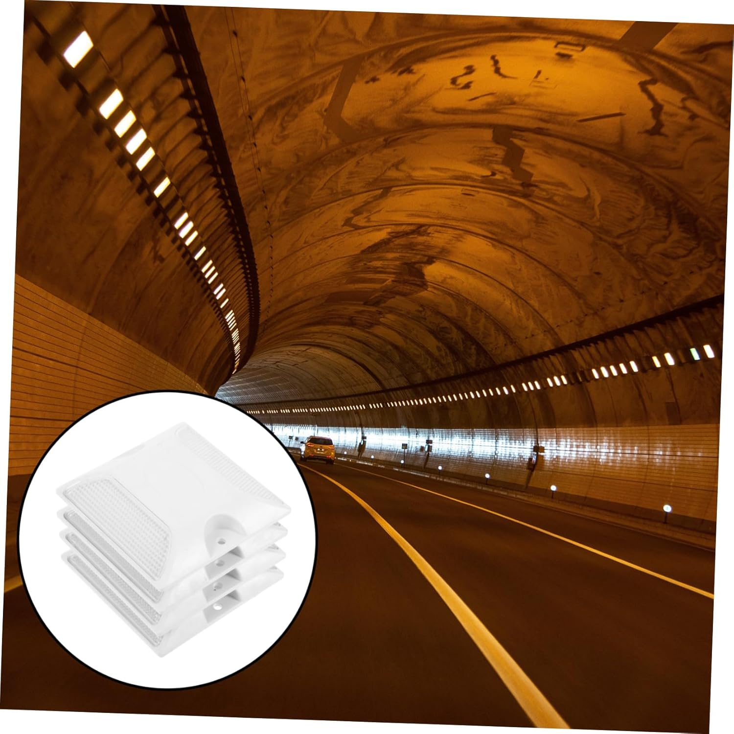 ULTECHNOVO 4 Pack White Raised Road Reflectors Emergency Driveway Markers Sturdy Abs Material Pavement Safety Sign - White image number 1