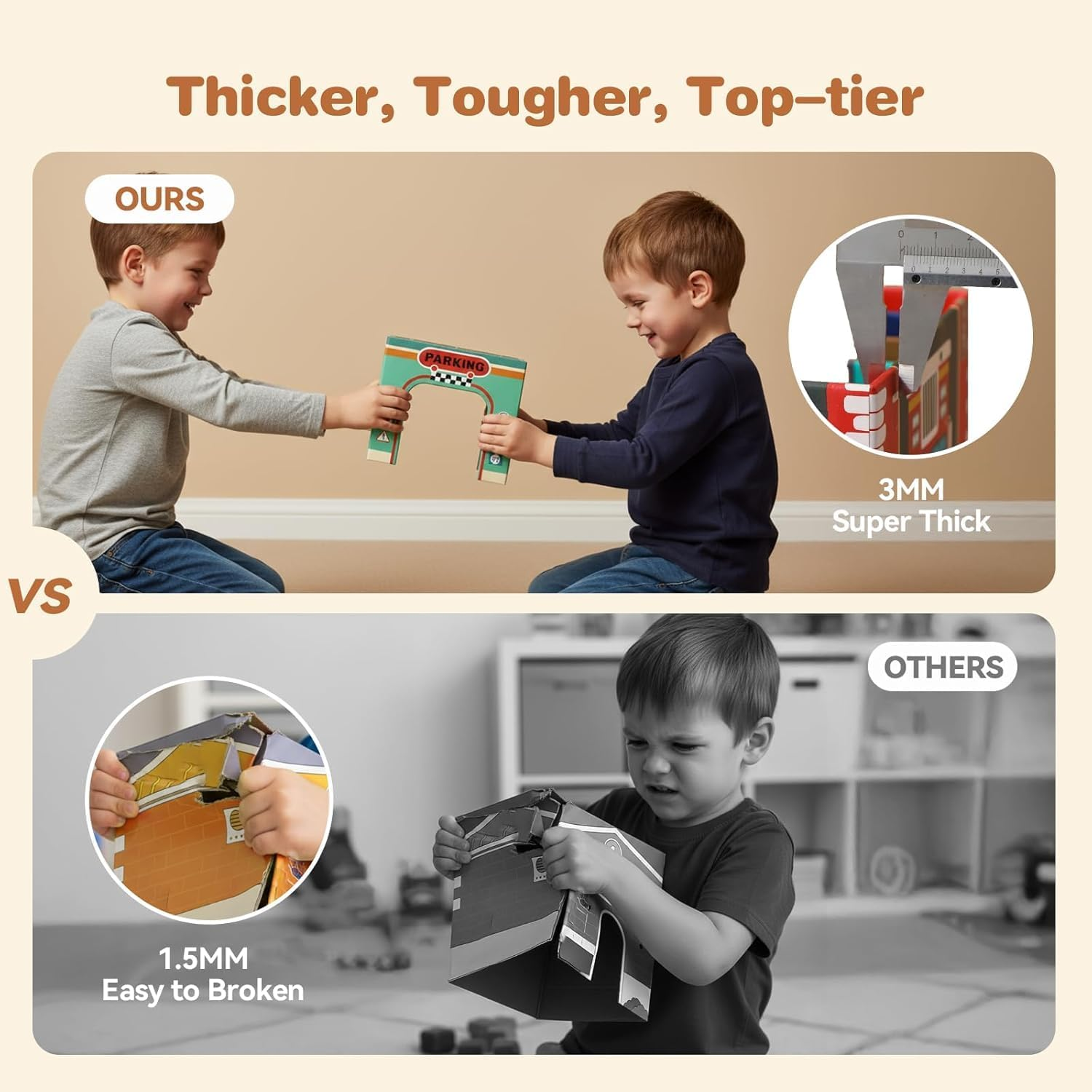 3-In-1 Sorting and Stacking Toys for Toddlers 1-3 with Building Blocks, Wooden Community Helpers, Montessori Nesting Boxes for Preschool Learning Stocking Stuffers for Boys Girls image number 2