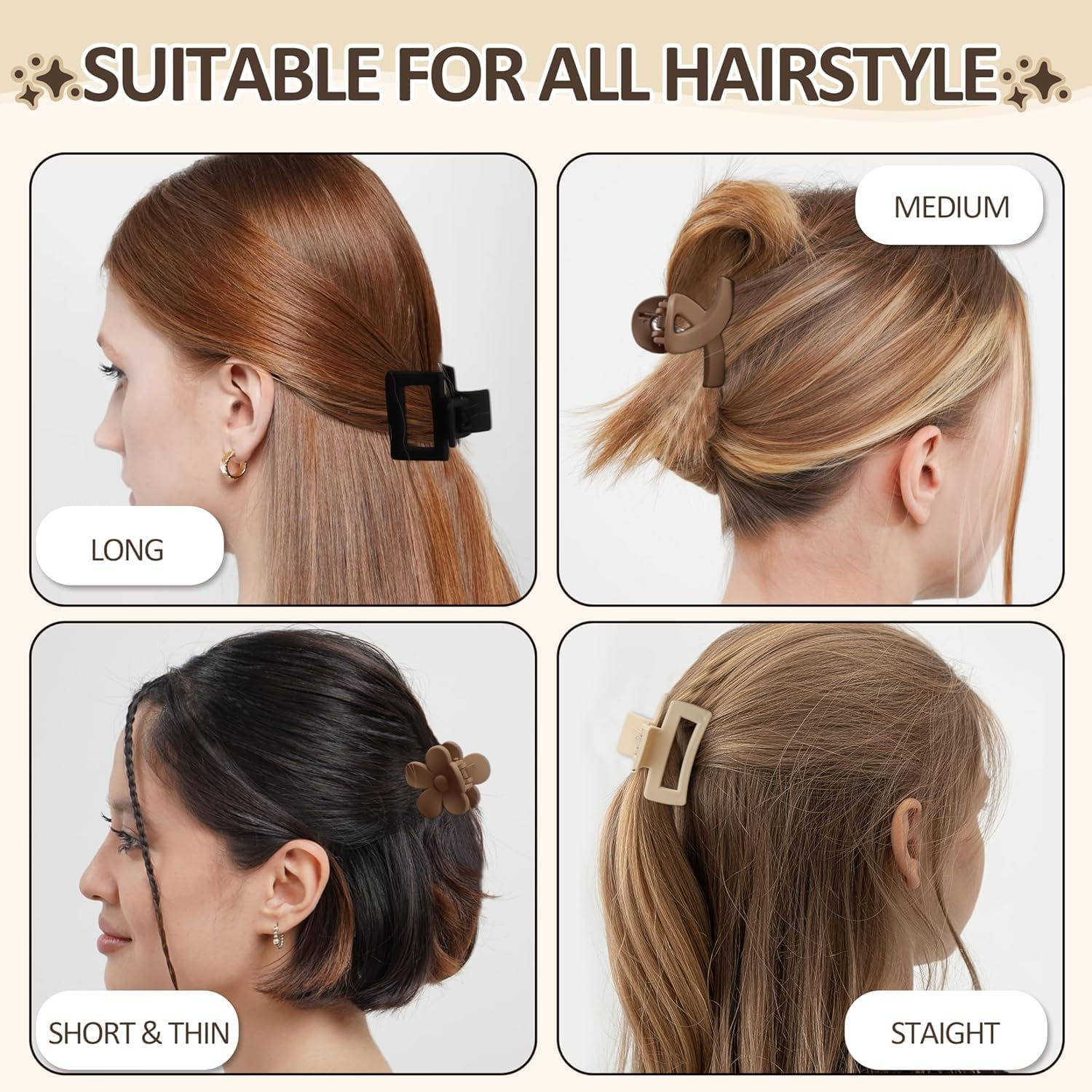 12Pcs Small Hair Clips Matte Medium Claw Clips for Women Small Claw Clips for Thin/Medium Fine Hair Strong Hold Jaw Clips Non-Slip Cute Mini Hair Clips image number 6