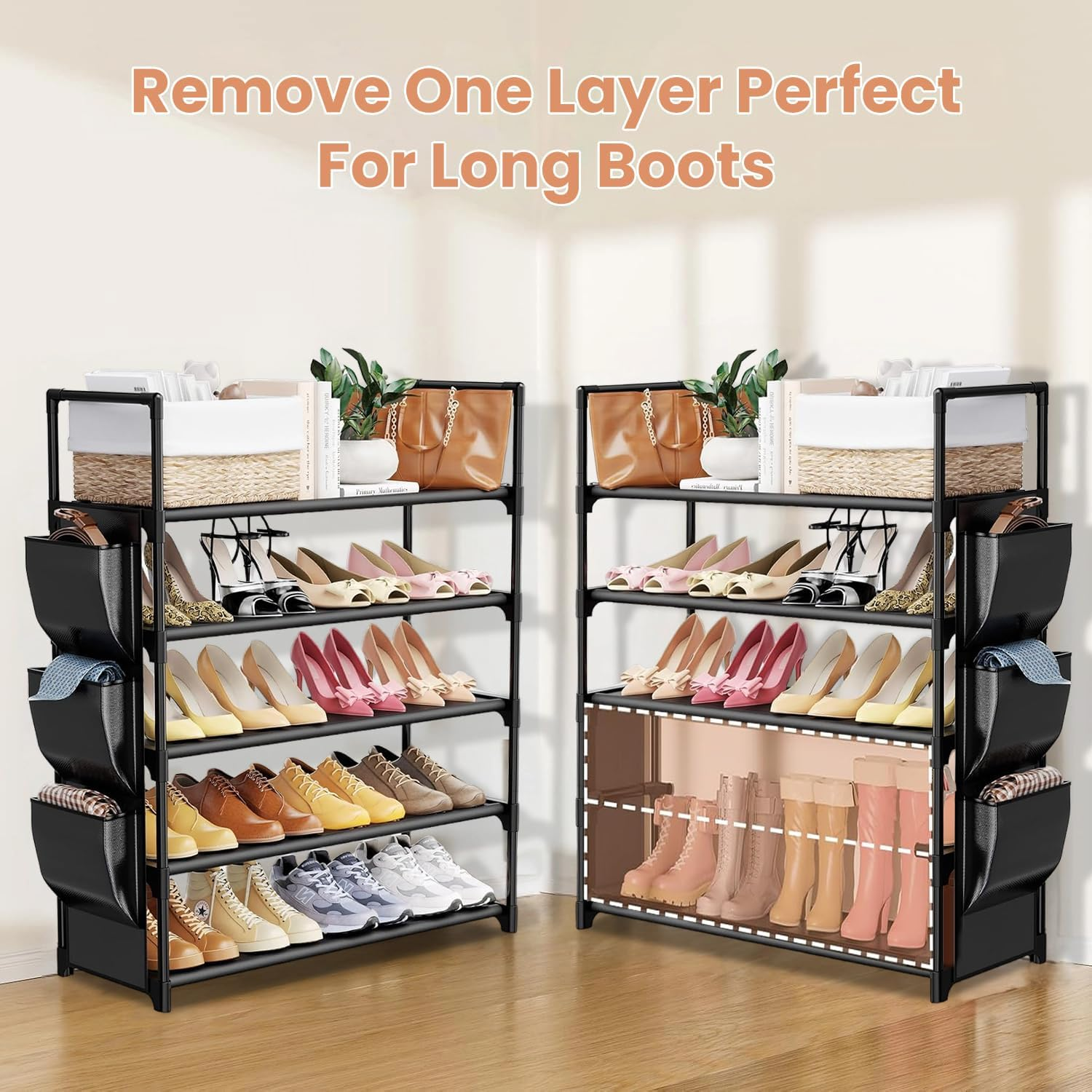 Shoe Rack 5 Tier Shoe Organizer Shoe Storage 20-25 Pairs Shoe Rack Organiser for Closet Shoe Holder Entryway Shoe Shelf Space Saving Large Shoe Tower Bedroom Garage Door image number 2