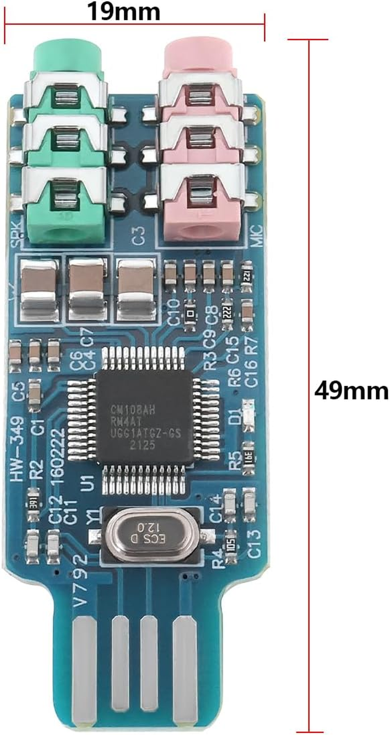 Emagtech 2Pcs CM108 USB Sound Card Chip Drive Free Sound Card Convenient Stereo External Crystal Sound Card for Laptop Computer 49X19X8Mm image number 4