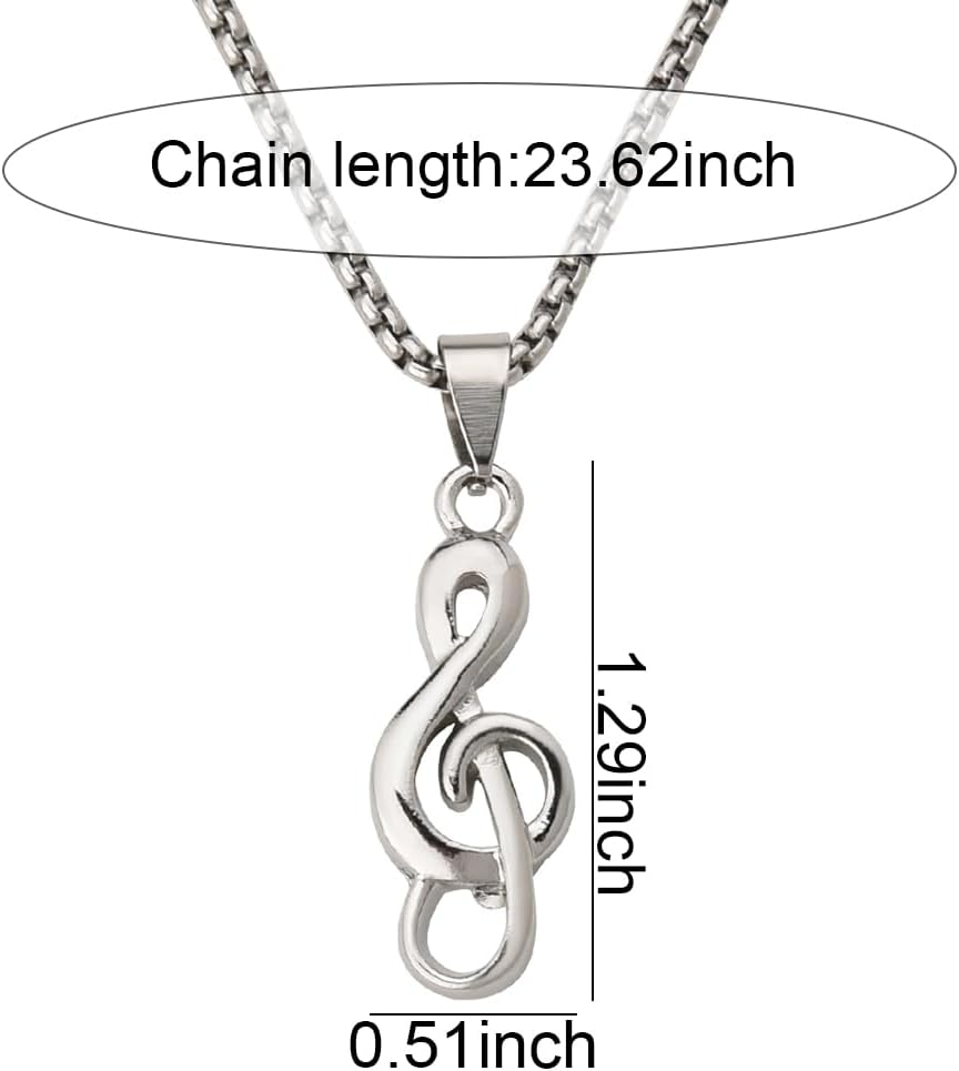 Music Notes Necklace for Music Lovers Musicians Graduation Gifts for for Best Friend Daughter Son Christmas Birthday Gifts for Music Teachers Students Silver Hip Hop Music Note Pendant Necklaces image number 2