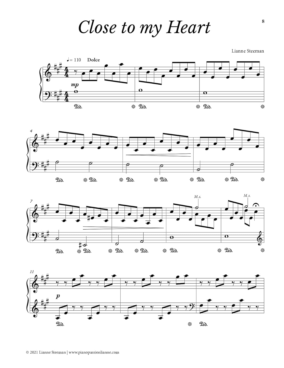 Close to My Heart. Piano Sheet Music Book with 10 Emotional Piano Solos: a Story of Love and Loss through Music image number 4