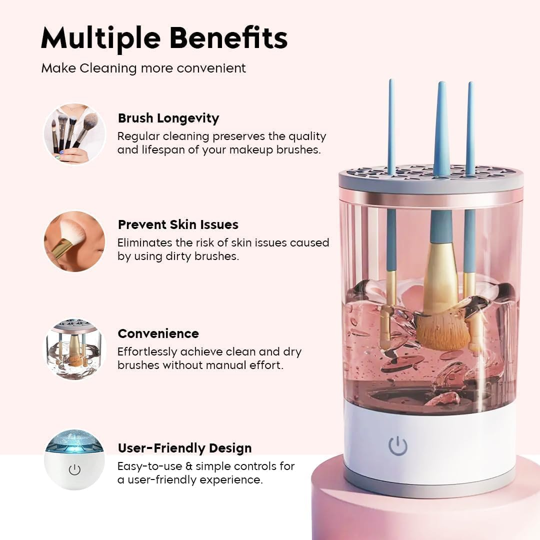 3-In-1 Upgraded Electric Makeup Brushs Cleaner, Necomi Automatic Makeup Brush Cleaning Machine with Brush Clean Mat, Automatic Cosmetic Brush Cleaner for All Size Makeup Brushes, Gifts for Wife, Girlfriend image number 1