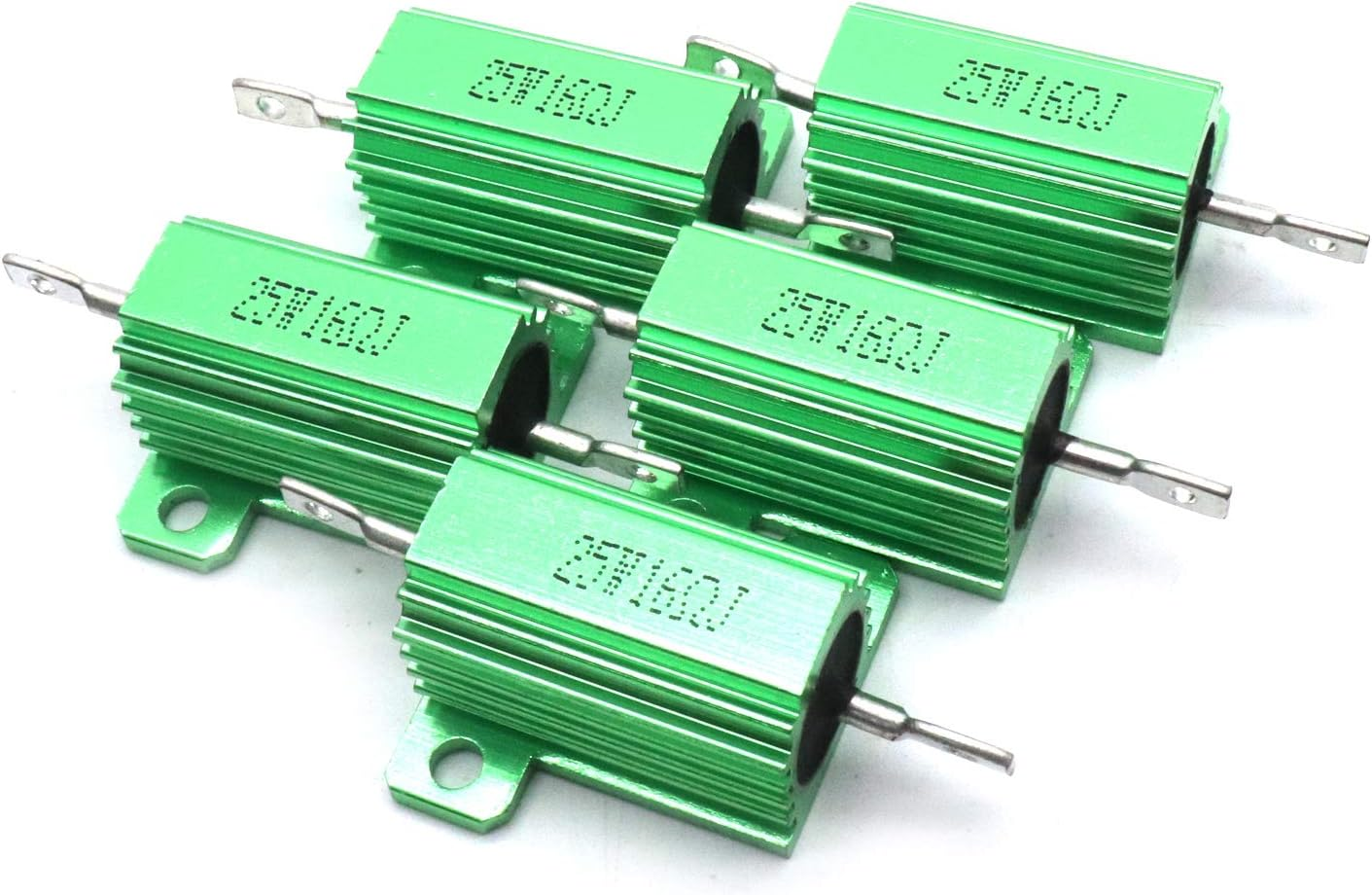 Yootop 5Pcs 25W 16&Omega;J 5% Tolerance Aluminum Shell Chassis Mount Wirewound Resistor for Circuit Control image number 1