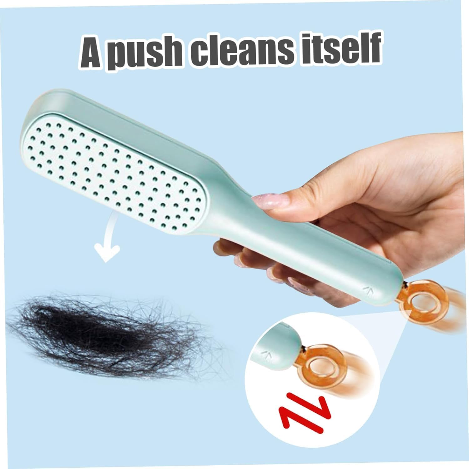 Self Cleaning Hair Brush Hairbrushes for Women Easy Clean Hair Brush, Massage Comb with Retractable Bristles One-Pull Clean anti Static Hair Brush Tools for All Hair Types Multicolour image number 4