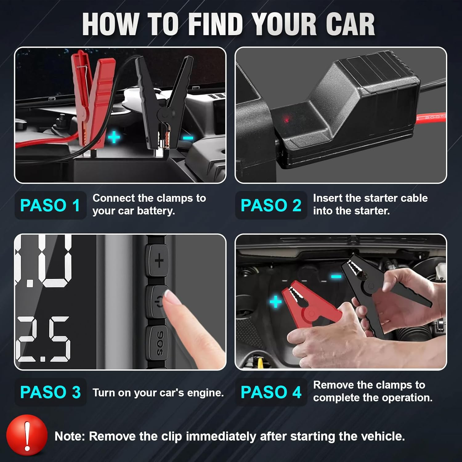 Velomira 1000A Car Battery Jump Starter with 150PSI Air Compressor, 10000 Mah Battery, 12V Car Gasoline - 5 L/Diesel - 2 L Emergency Starter, Emergency Flashlight, Smart Safety Clamp. image number 6