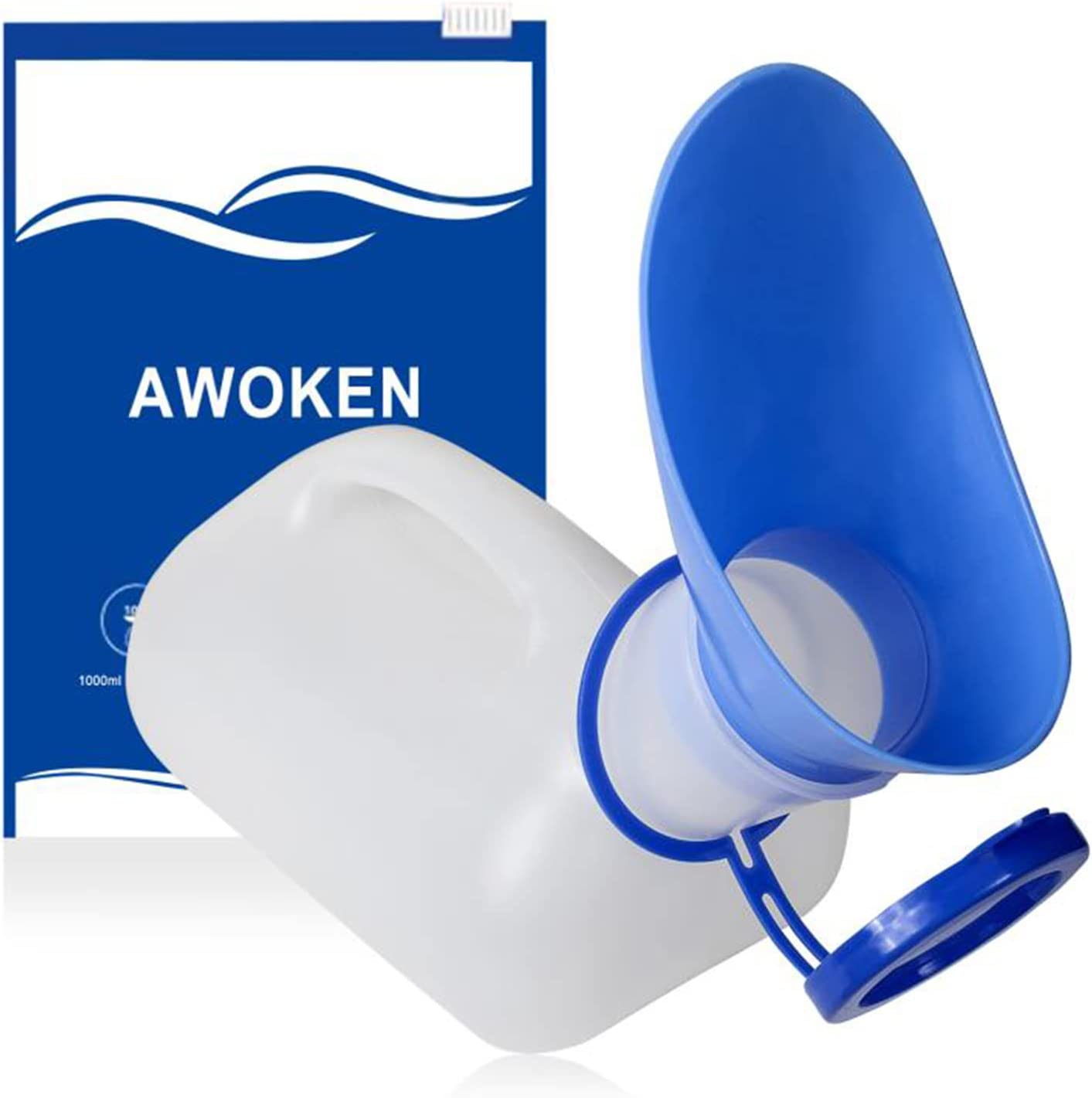 AWOKEN Unisex Urinal, Portable Toilet Urinal for Men and Women, Pee Bottle with a Sealed Lid and Funnel for Elderly Kids and Patients for Camping Outdoor Travel