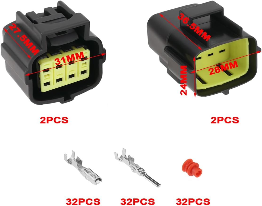 SING F LTD 2 Sets of 8 Pin Waterproof Electrical Connector Plug Kit 1.8MM AWG Connector Terminal Set for Motorcycle Scooter Car Truck Quad ATV UTV image number 4