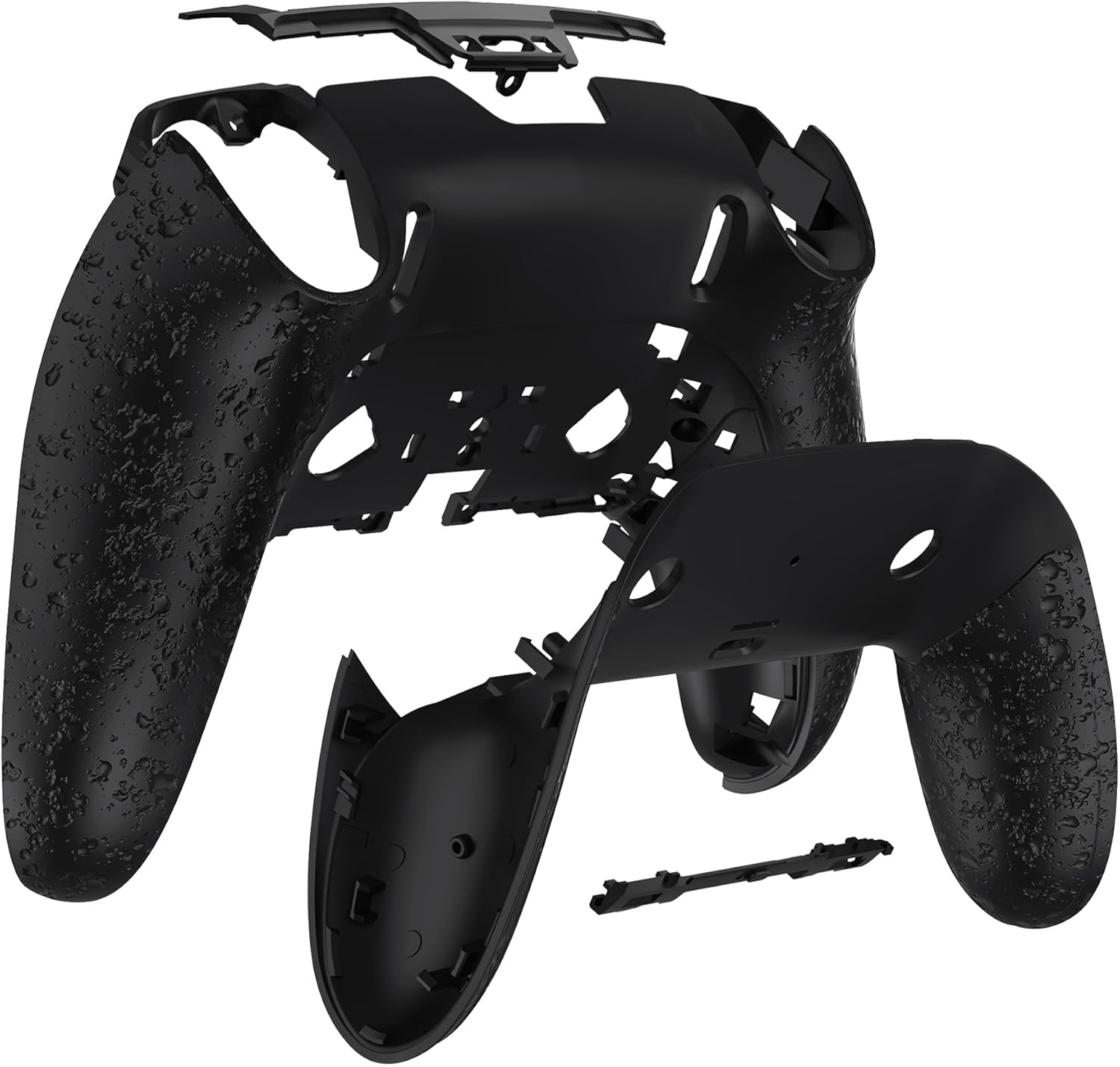 Extremerate Custom Back Housing Bottom Shell Compatible with P S 5 Edge Controller, Non-Slip 3D Splashing Cover, Game Improvement DIY Replacement Back Case & Clip Shell - Textured Black