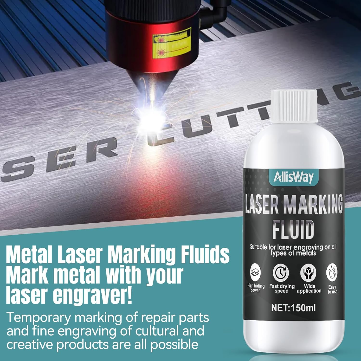 Laser Marking Fluid, Suitable for Laser Engraving on Most Metals, Including Aluminium, Stainless Steel, Brass, Etc image number 2