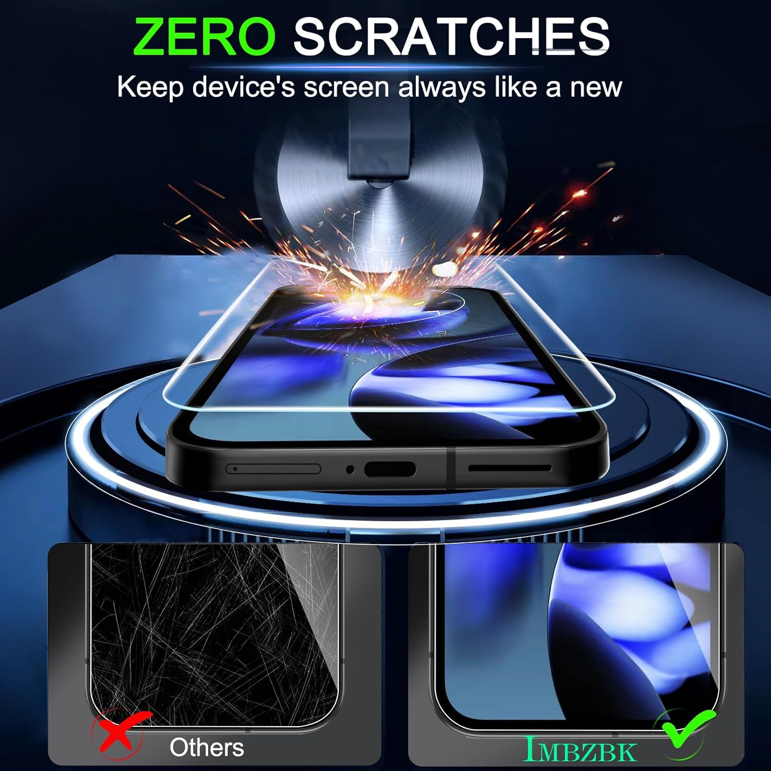 IMBZBK for Google Pixel 9A Screen Protector with Camera Lens Protector, [Military Grade Shatterproof] 9H+ Tempered Glass, Fingerprint Compatible, Ultra Durable, with Installation Tool [3+3 Pack] image number 1