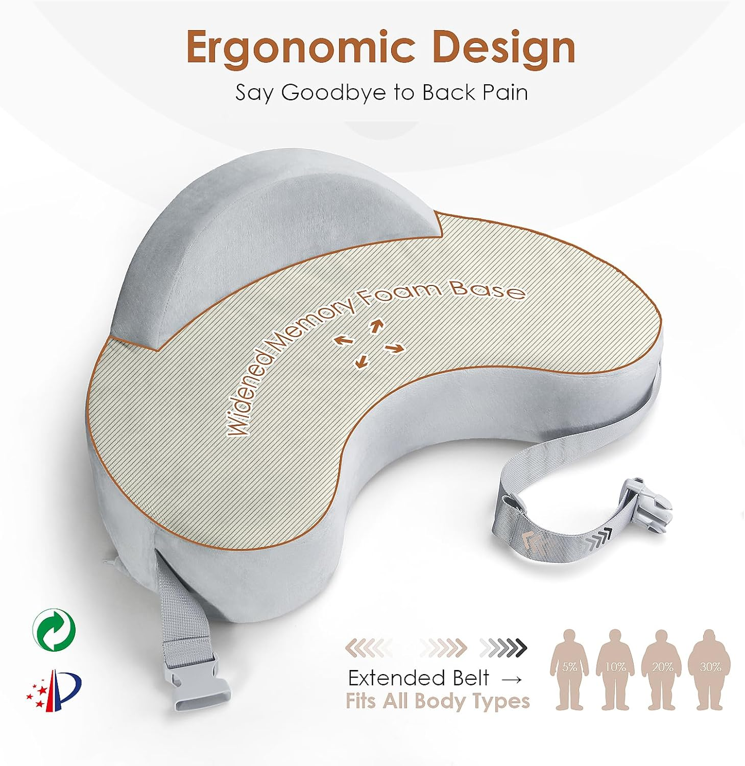 Memory Foam Nursing Pillow - Pioneering Safety Fence-Plus Size Breastfeeding Pillow for Ergonomic Comfort & Support-Easier and Healthier Nursing - Fit for All, Removable Cover image number 5