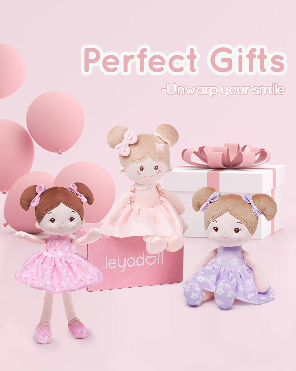 Leyadoll Soft Baby Doll Toys (12''), My First Baby Rag Doll for 1 Year-Old Girl Birthday, Leya Doll Christmas Plush Toys for Toddler Kids Infants -Florabelle-Pink image number 5