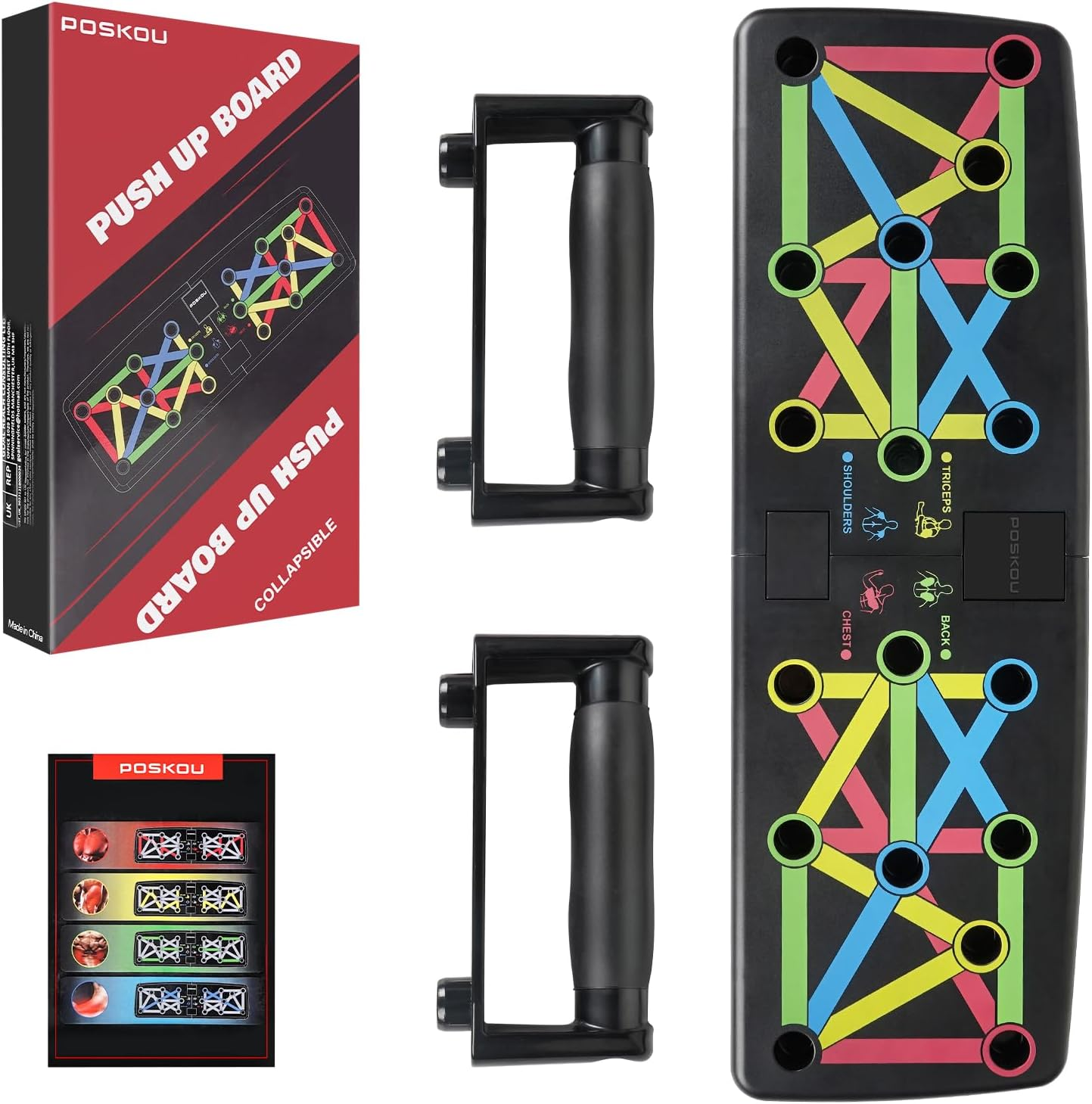 POSKOU Push up Board Pushup Bar Multifunction Push up Handles Exercise Workout Fitness Equipment for Home Gym image number 4