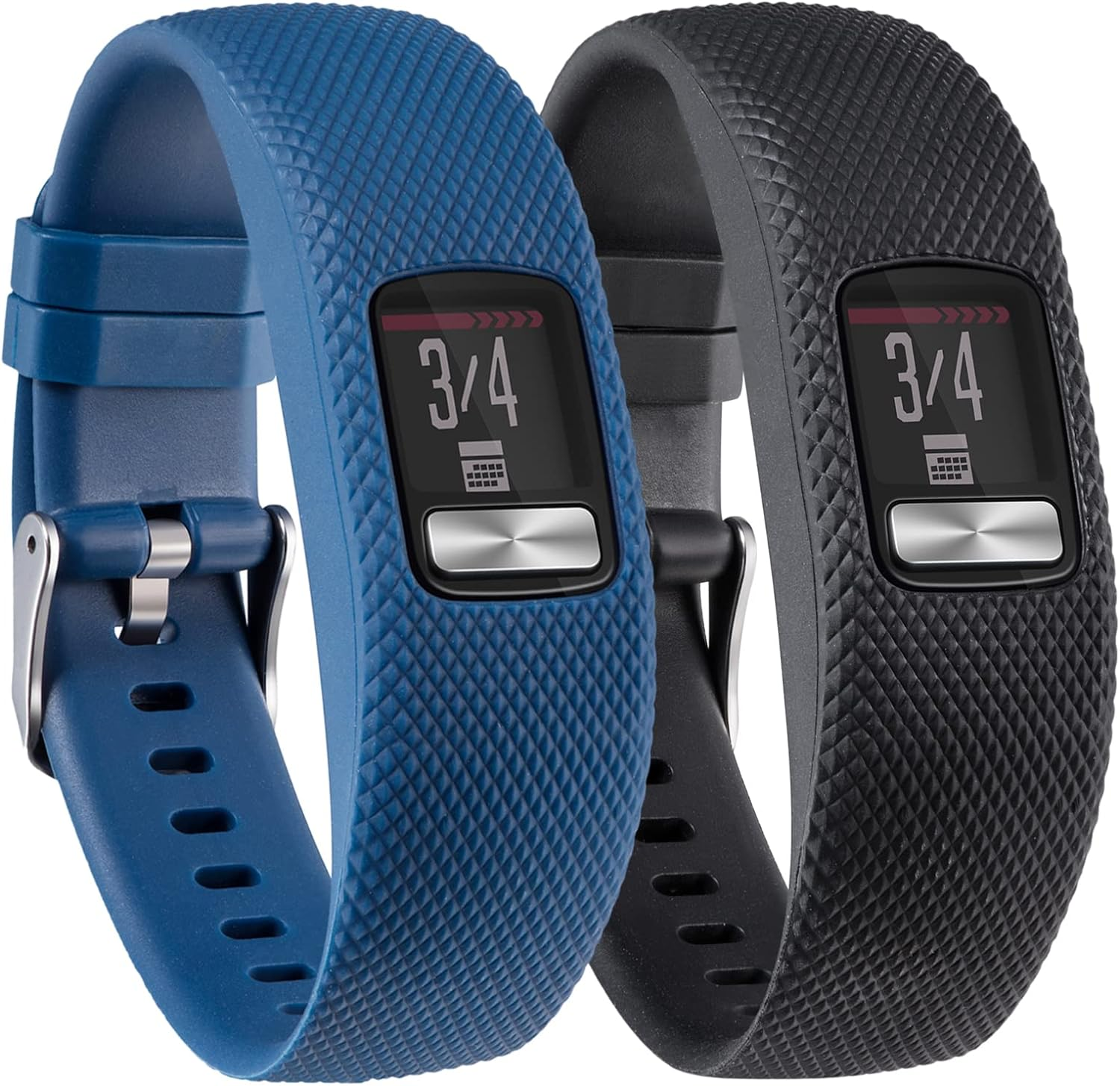 (2 Pack) T Tersely Replacement Band Strap for Garmin Vivofit 4, Soft Sports Silicone Metal Clasp Buckle Wrist Straps Watch Bands for VIVOFIT4 Tracker Women Men Large Small image number 4