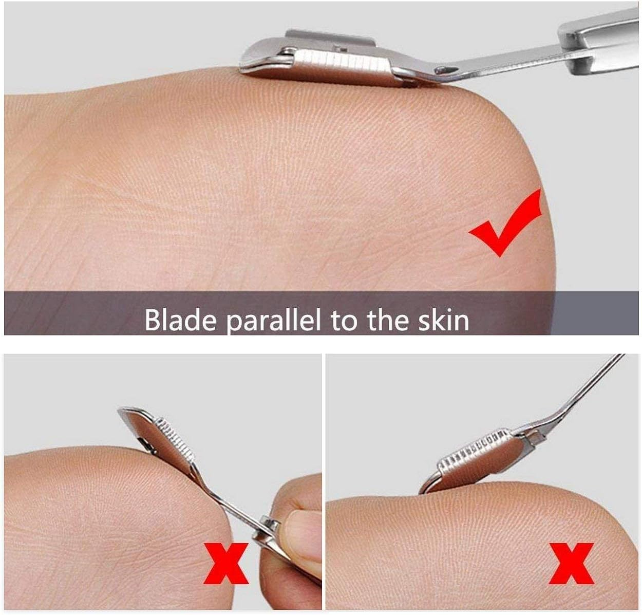 Stainless Steel Callus Shaver Pedicure Dead Hard Skin Remover Heel Razor Wooden Handle Cutter with Skin Rub & 10 Blades for Foot Care, Removing Solid, Cracked Skin Cells image number 2