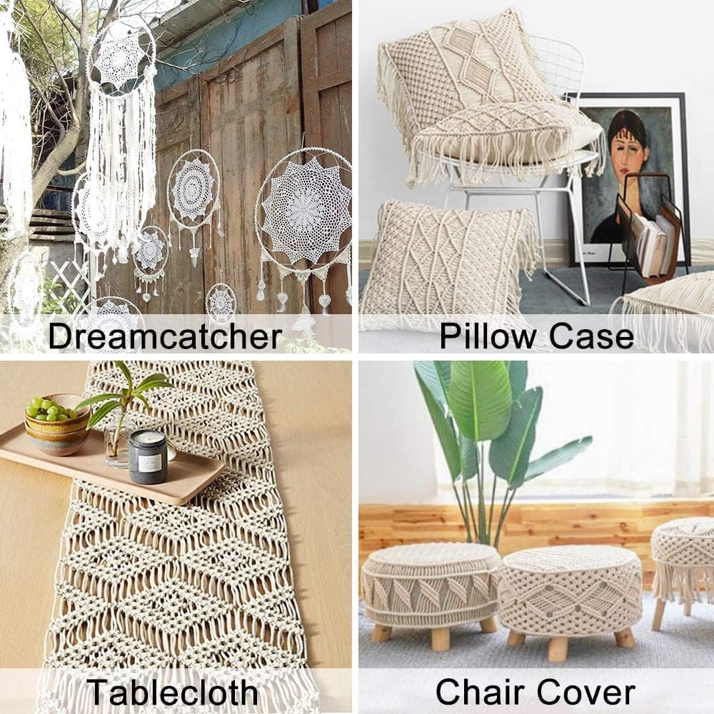 Macrame Cotton Cord, 4 Ply Twisted Macrame Yarn, Natural Cotton Cord Perfect Macrame Supplies for Macrame Plant Hangers DIY Crafts (Green, 5Mm*109Yards) image number 4