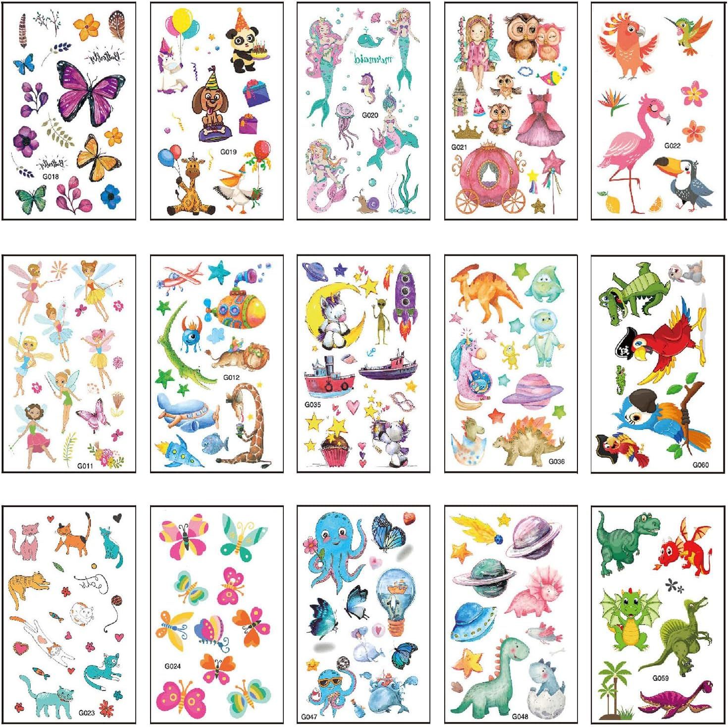 60 Sheets Cute Temporary Tattoos Fake Tattoo for Kids Children Toddlers Boys Girls image number 1