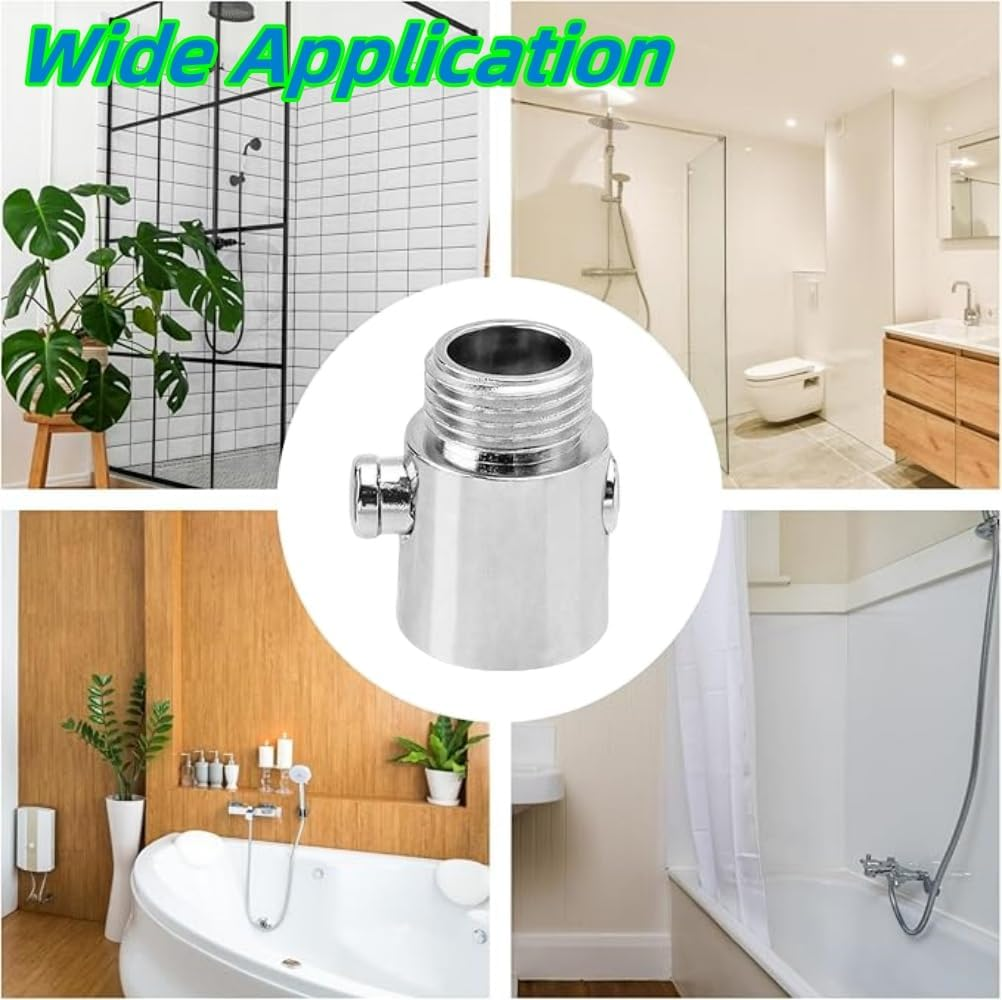 3PCS G1/2 Shower Head Shut-Off Valve, Button Type Water Flow Control Valve for Handheld Shower, Silver Water Regulator Reduce Water Consumption, Universal Replacement Part image number 5