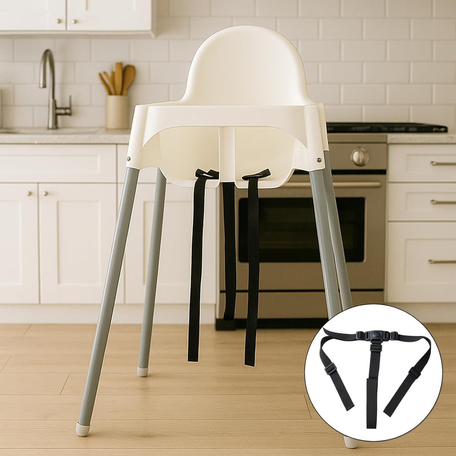 Adjustable 3 Point Harness High Chair Strap, 1Pc 3 Point Harness Seat Belt High Chair Strap, Adjustable 3 Point Harness High Chair Straps Seat Belt image number 3