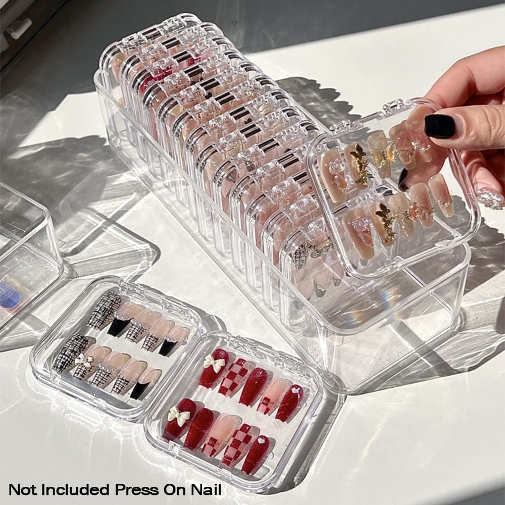 LUCKJUJU 12 Pcs 2.75" Press on Nail Storage Box Container False Nail Organizer Acrylic Display Case Packaging Box with Adhesive Double Sided Tape for Nail Art (Not Included Press on Nail) image number 6