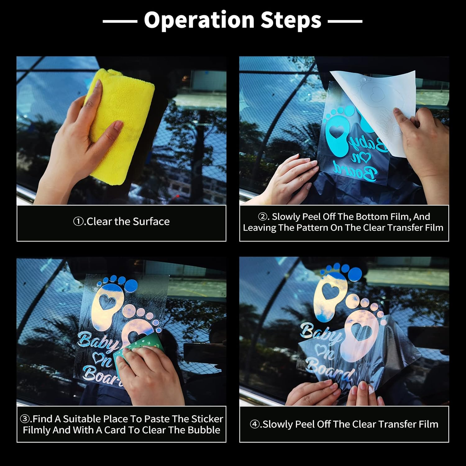 Baby on Board Stickers for Cars, Nouiroy Love Feet Baby in Car Decals and Stickers Size 7.9 * 6.1In Lovely Car Window Bumper Sticker Safety Warning Sign Auto Vinyl Sticker Waterproof, Laser Blue image number 3