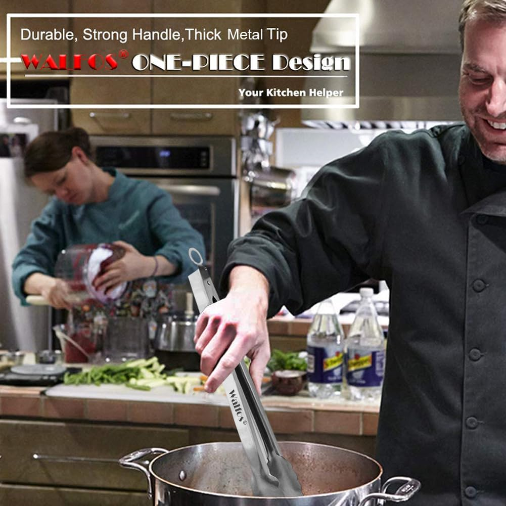 Walfos Stainless Steel Tongs, 3-Piece Set (7", 9", 12") - Heavy Duty, Heat Resistant, Non-Slip Grip, BBQ Grilling & Cooking Tongs image number 5