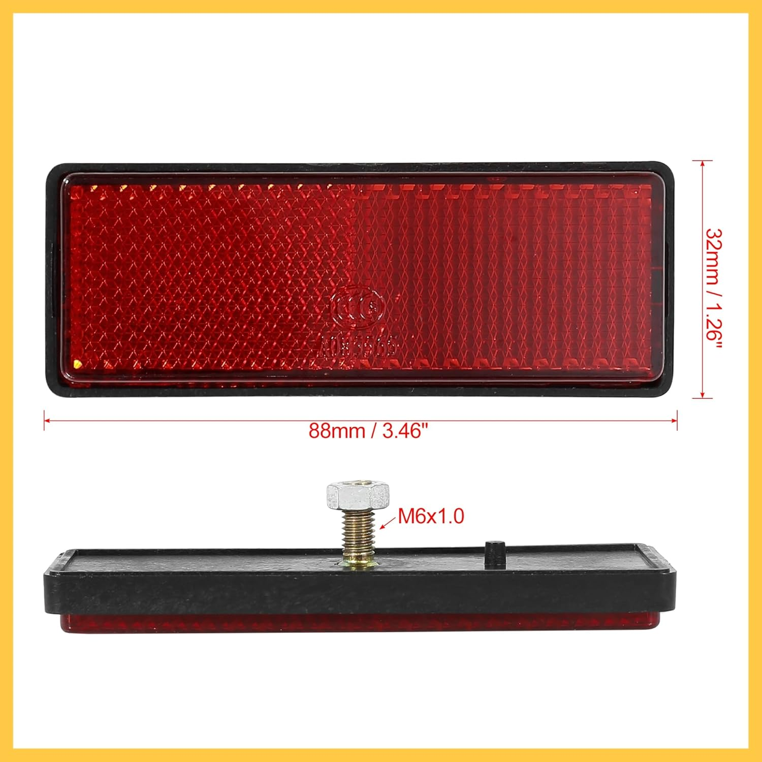 Pair M6X1.0 Red Rectangle Universal Screw Mount Reflective Warning Reflector for Motorcycle Bike Auto Replacement Parts image number 3