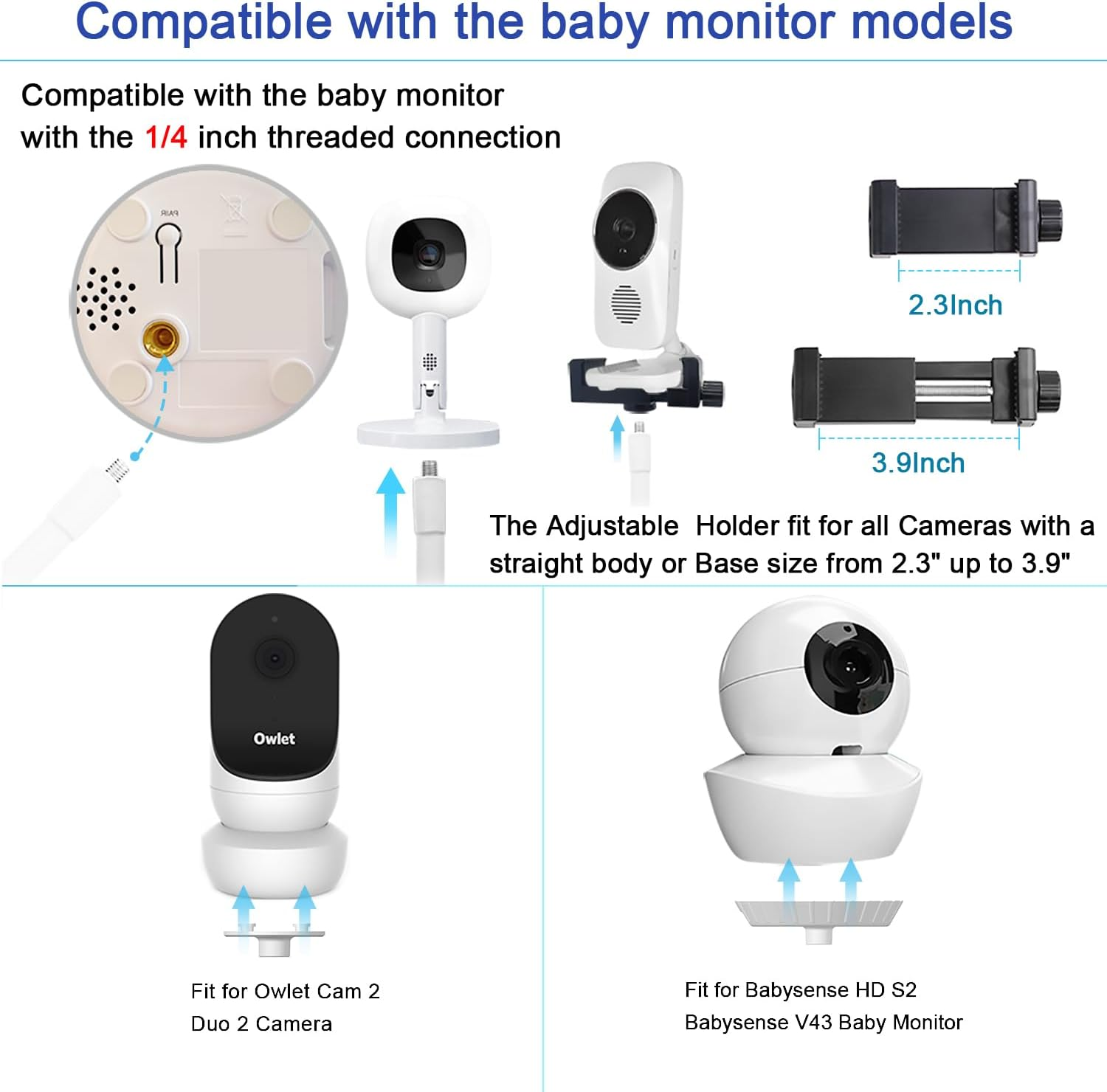 67" Adjustable Height Baby Monitor Floor Stand Holder for Nanit Pro Smart Baby Monitor & Flex Stand,Owlet Cam/Cam 2 /Owlet Duo 2, Baby Monitor,Also Cameras with 1/4 Thread Connection image number 3