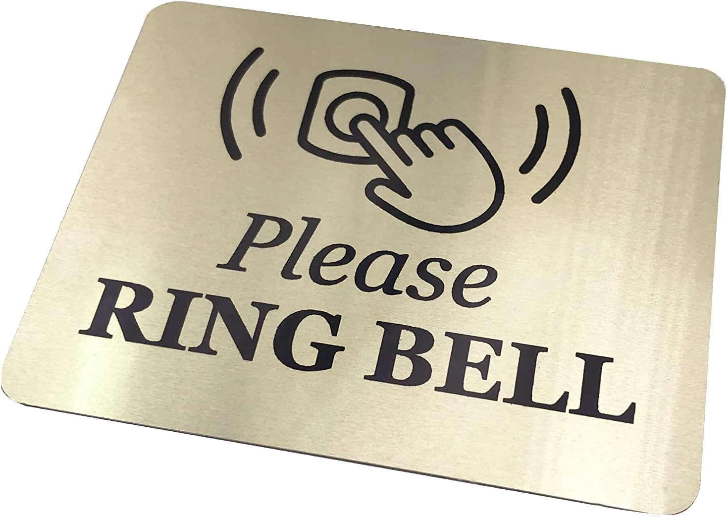 Please Ring Bell Sign with Adhesive Backing, Printed Metal Aluminium Sign with UV Lamination (Size 15 Cm X 9Cm) Door Entrance Reception Notice. Silver/Gold (Light Gold) image number 4