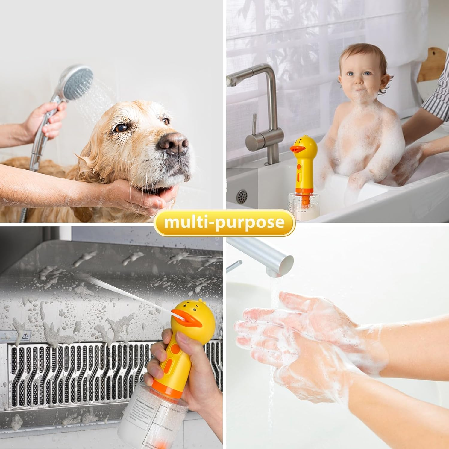 Electric Shampoo Dispenser for Dog and Cat Bathing, Pet Groooming, Shampoo Dispenser, Foam Dispenser. Rechargeable Soap Dispenser for Pet Bathing, Bathroom, Kitchen Sink, Toilet Cleaning