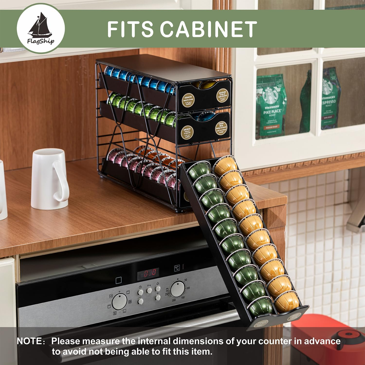 Flagship for Nespresso Pod Holder Drawer Large Mullti Tier Coffee Pod Holder Vertuo (4 Tier (80Pods Capacity)) image number 5