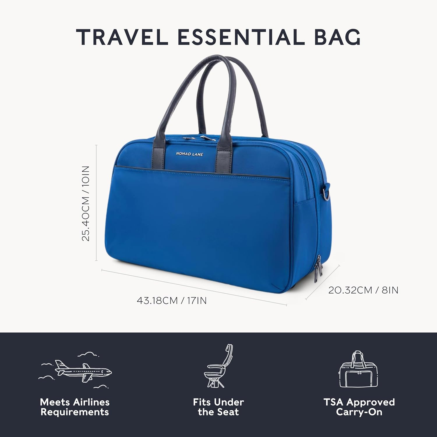 Nomad Lane the Bento Bag Classic Carry-On Luggage Duffel Bag, Durable & Lightweight Carry on Suitcase, Personal Travel Bag image number 2