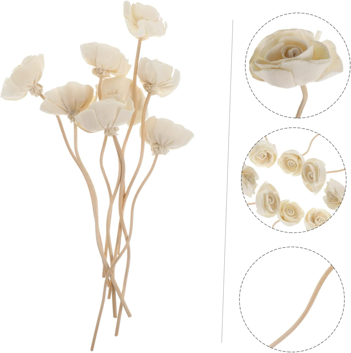 STOBAZA Essential Oil Diffuser Sticks Flower Diffuser 22Cm White Rattan Flower Shape Design Natural Atmosphere Interior Decoration for Bathroom Kitchen