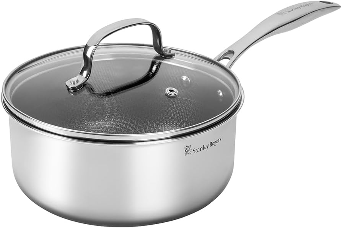 Stanley Rogers Matrix Non-Stick Saucepan with Glass Lid 20Cm / 3.0L &ndash; Premium Tri-Ply Stainless Steel Pan with Textured Non-Stick Surface, Pfoa-Free, Oven & Induction Safe Cookware image number 1
