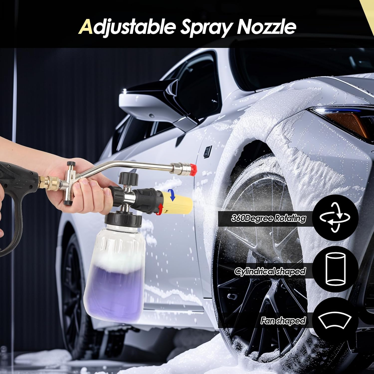 Pressure Washer Foam Cannon Kit with Double Connector Foam Cannon Car Wash Foam Gun with 7 Nozzles for Car Washing and Cleaning image number 6
